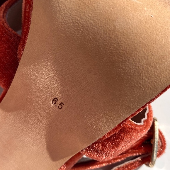 House of Harlow 1960 X REVOLVE Ari Heel Rust - Velvet Platform Sandal - size 6.5 - Picture 8 of 12